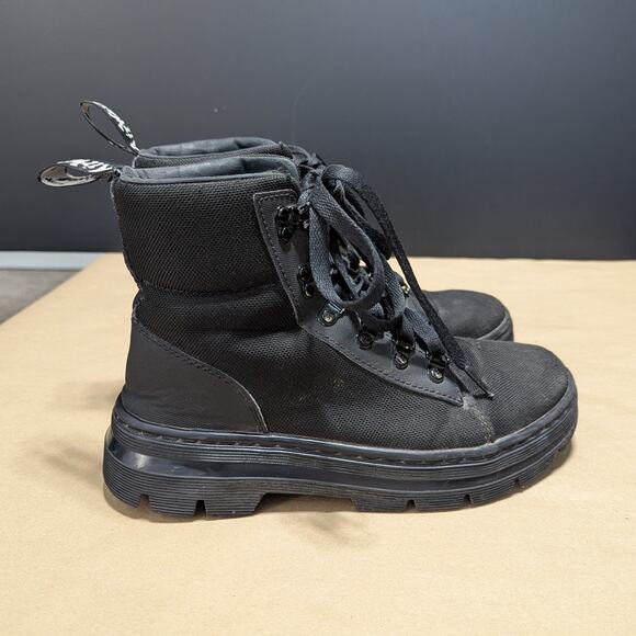 Dr Martens Combs Canvas Combat Boots Black Womens 7 Lace Up Grunge Streetwear - Picture 2 of 7